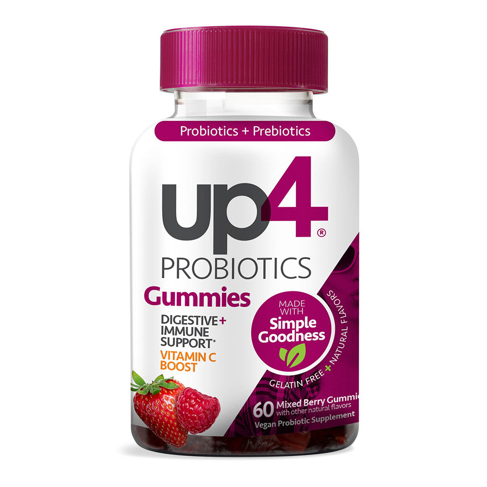 UP4 Probiotic Plus Prebiotic Vegan Gummies, Mixed Berry, 60 Ea